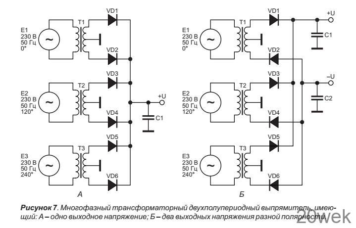 Многофазные выпрямители с умножением напряжения