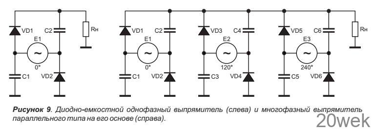 Многофазные выпрямители с умножением напряжения