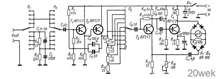 Широкополосный милливольтметр на транзисторах