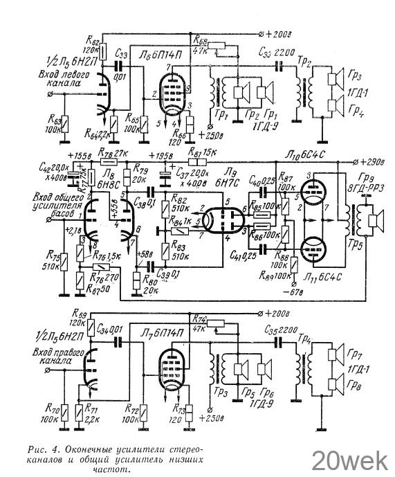 СТЕРЕОФОНИЧЕСКИЙ УСИЛИТЕЛЬ С АКУСТИЧЕСКИМ АГРЕГАТОМ