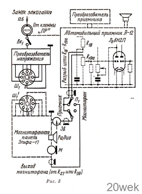 МАГНИТОФОН В АВТОМОБИЛЕ „ВОЛГА"